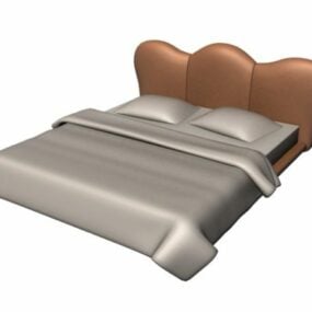 Brown Leather Platform Bed 3d model