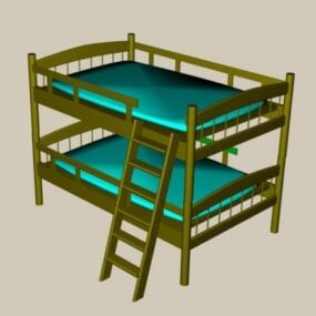Katil 3 tingkat dengan model XNUMXd Tangga