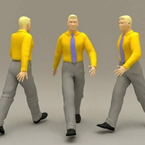 رجل الأعمال مع نموذج القميص الأصفر 3D