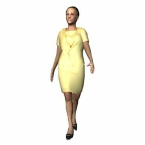 Mô hình nhân vật nữ doanh nhân mặc vest 3d