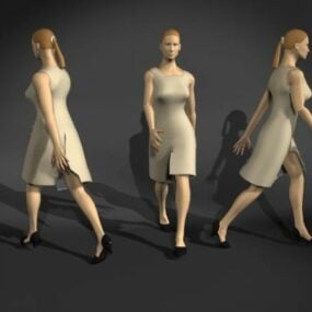 Business Lady In Walking Pose 3d model