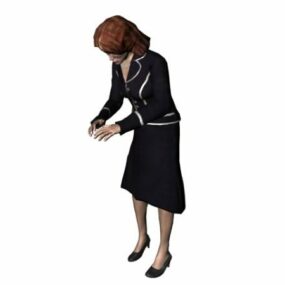 Karakter Business Lady Arbeidende 3d-modell