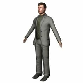 Business Man T-pose Character 3d model