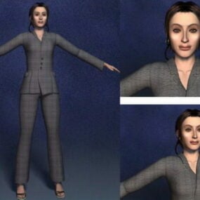 3D модель персонажа деловой женщины в черном костюме