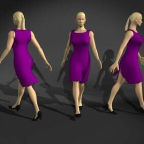 مدل سه بعدی شخصیت ژست قدم زدن زن تجاری