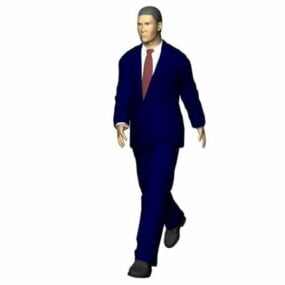 Charakter podnikatel v modrém obleku 3d modelu