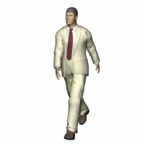 شخصية رجل أعمال يرتدي قميصًا وربطة عنق نموذجًا ثلاثي الأبعاد
