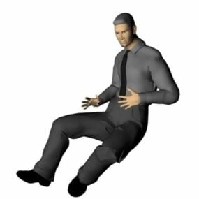 3D модель персонажа-бизнесмена, сидящего в кресле