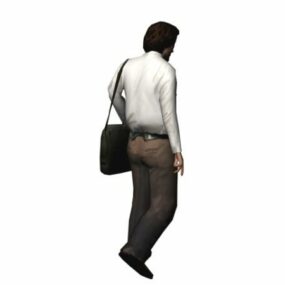 Character Businessman Standing With Bag 3d model