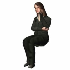 3D model oturan karakter iş kadını
