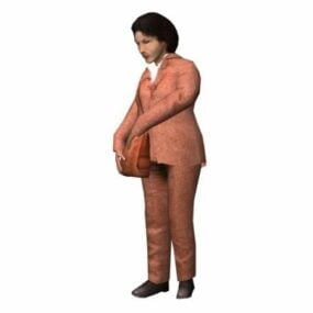 Character Businesswoman With Briefcase 3d model