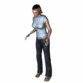 Busty Woman Character 3d-model