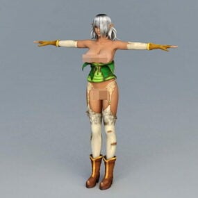 Personaje de niña con armadura de moda modelo 3d.