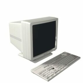 Crtコンピューターモニターとキーボード3Dモデル
