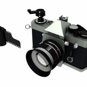 Macchina fotografica con rotolo di pellicola modello 3d