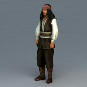Modelo 3D do personagem Capitão Jack Sparrow