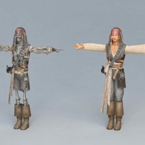 Kapteeni Jack Sparrow Skeleton 3D-malli