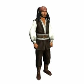 Kapten Jack Sparrow Pirate Character 3d-modell