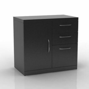 Carbon Black Steel Document Cabinet 3d model
