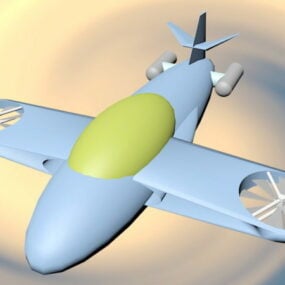 Modelo 3d de avión de dibujos animados