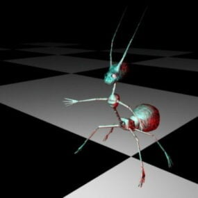 Modelo 3d de personagem de formiga de desenho animado