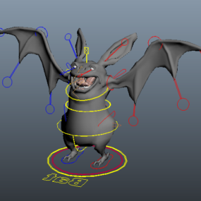 Modelo 3d de equipamento de morcego de desenho animado