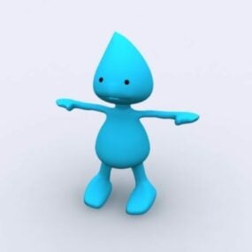 Cartoon blaue Menschen Rigged 3d Modell