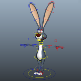 Modelo 3d de personaje de plataforma de conejo de conejito de dibujos animados