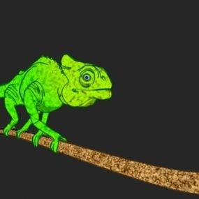 Cartoon Chameleon Animated & Rigged 3d model
