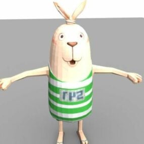 Modelo 3d de coelho de personagem de desenho animado
