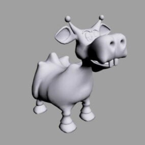 Modelo 3d de personagem de vaca de desenho animado