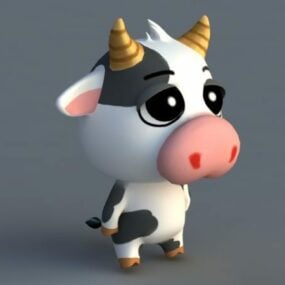 Cartoon Cow Rig 3d-modell