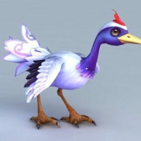 漫画の鶴の鳥のキャラクター 3D モデル