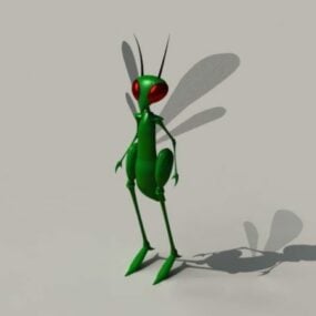 Modelo 3d del personaje de libélula de dibujos animados