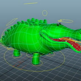 卡通绿色鳄鱼3d模型