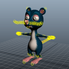Modelo 3d del personaje de plataforma de ratón de dibujos animados