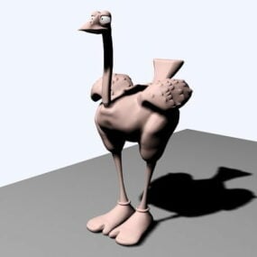 Autruche de dessin animé modèle 3D