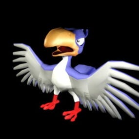 Model 3D z kreskówkową papugą