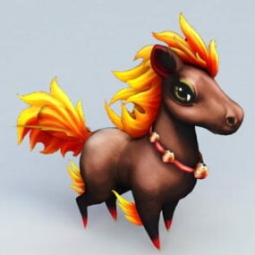 Modelo 3d de personagem de cavalo pônei de desenho animado
