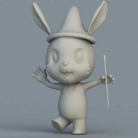 कार्टून खरगोश जादूगर चरित्र 3डी मॉडल
