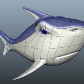 Modelo 3d de tubarão dos desenhos animados