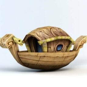 3д модель мультяшной деревянной лодки