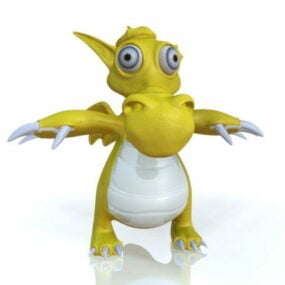 Dessin animé dragon jaune modèle 3D