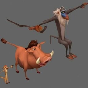 Modello 3d del personaggio dei cartoni animati di Simba Lion