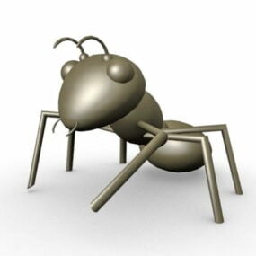 Modelo 3d de personagem de formiga preta de desenho animado