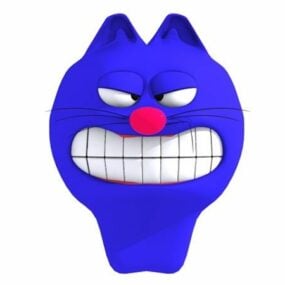 Cartoon Blue Cat Head 3d model