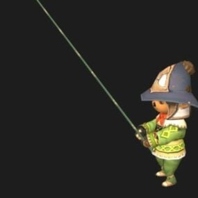 Cartoon Boy Fishing Character 3d model