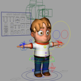 Rapaz dos desenhos animados Rigged modelo 3d