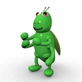 Kreslený 3D model zelené kobylky
