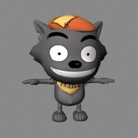 Cartoon Grey Wolf Character 3d model